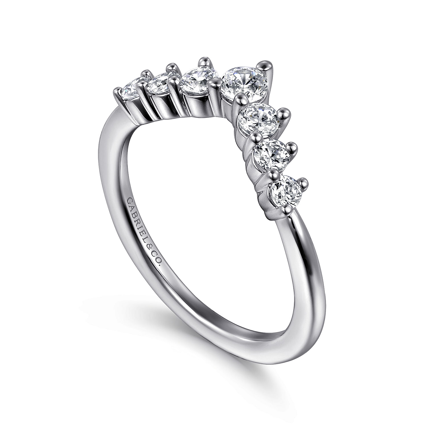 Curved-14K White Gold Diamond Anniversary Band