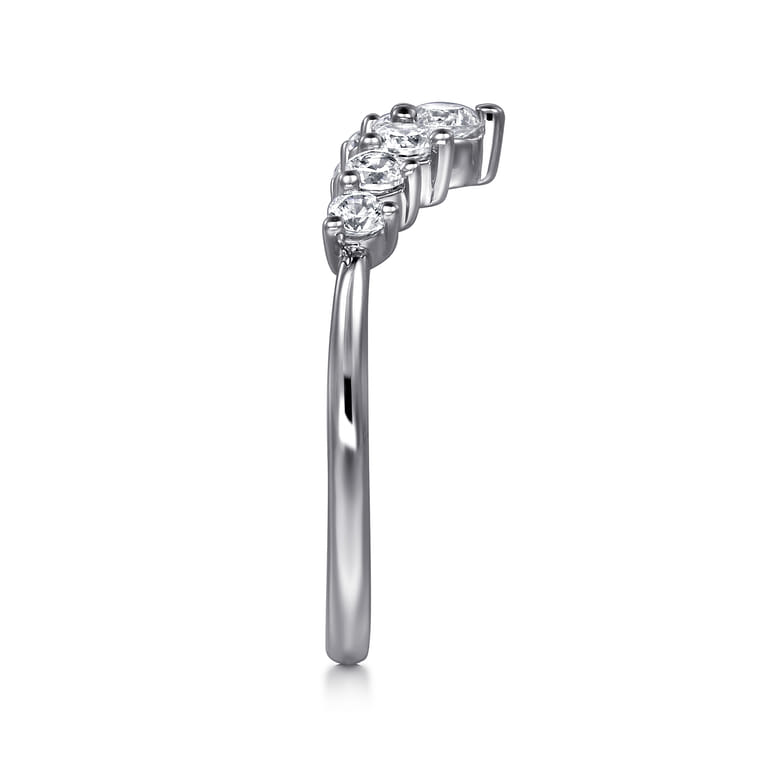 Curved Wedding Ring in 14k White Gold with Round Natural Diamond at Gabriel & Co. - Shot 4