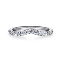Curved-14K White Gold Diamond Anniversary Band