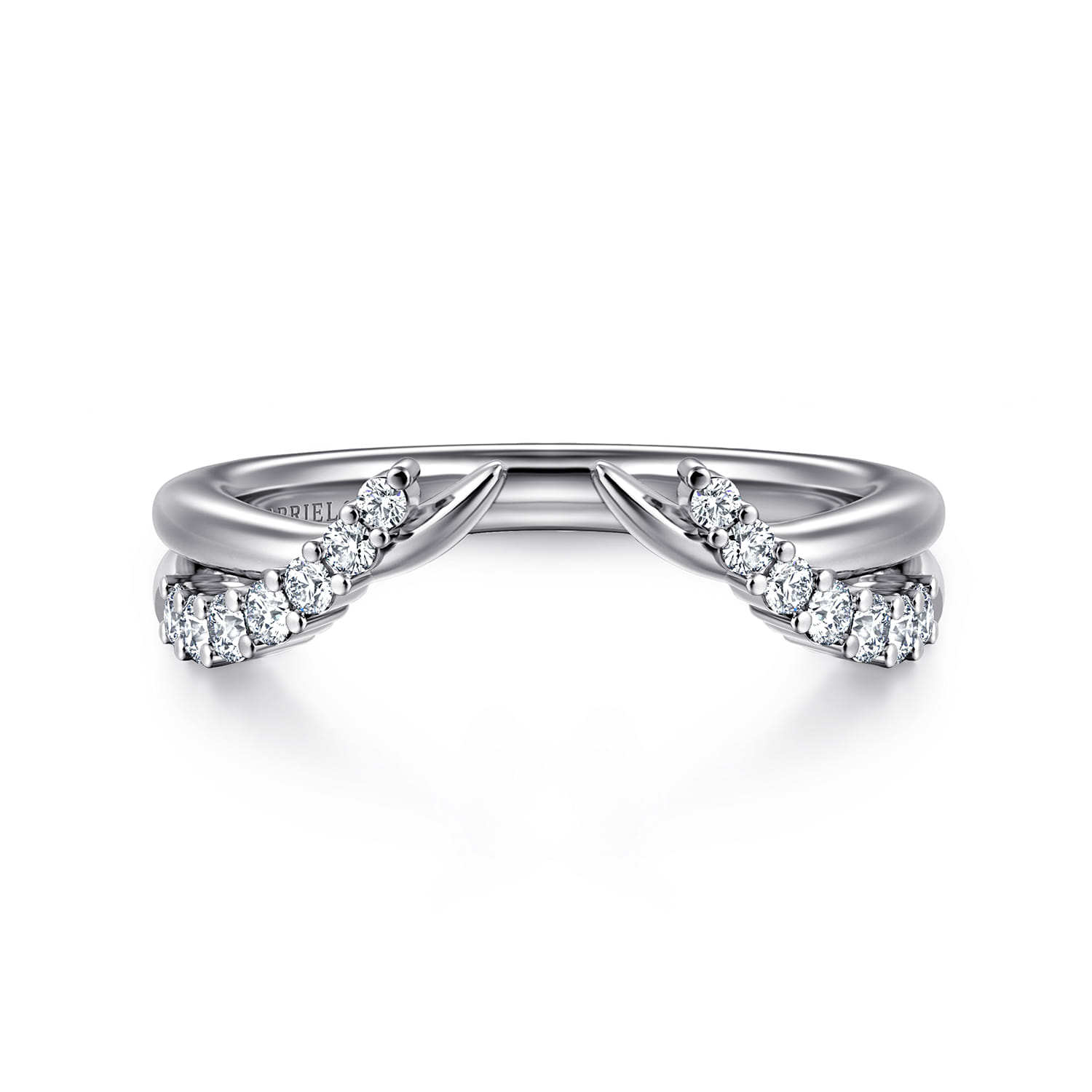 Curved 14K White Gold Diamond Open Anniversary Band