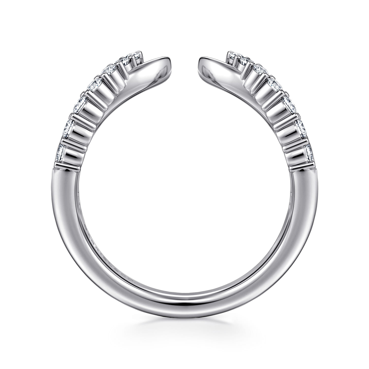 Curved 14K White Gold Diamond Open Anniversary Band