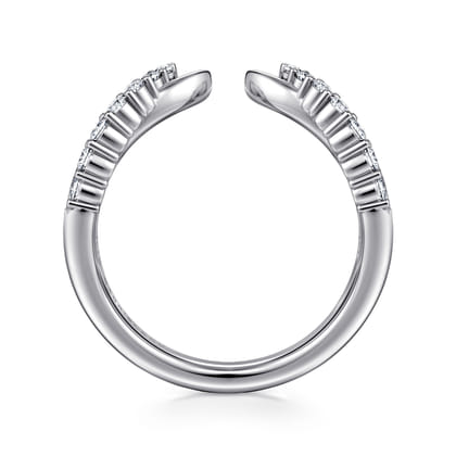 Curved 14K White Gold Diamond Open Anniversary Band