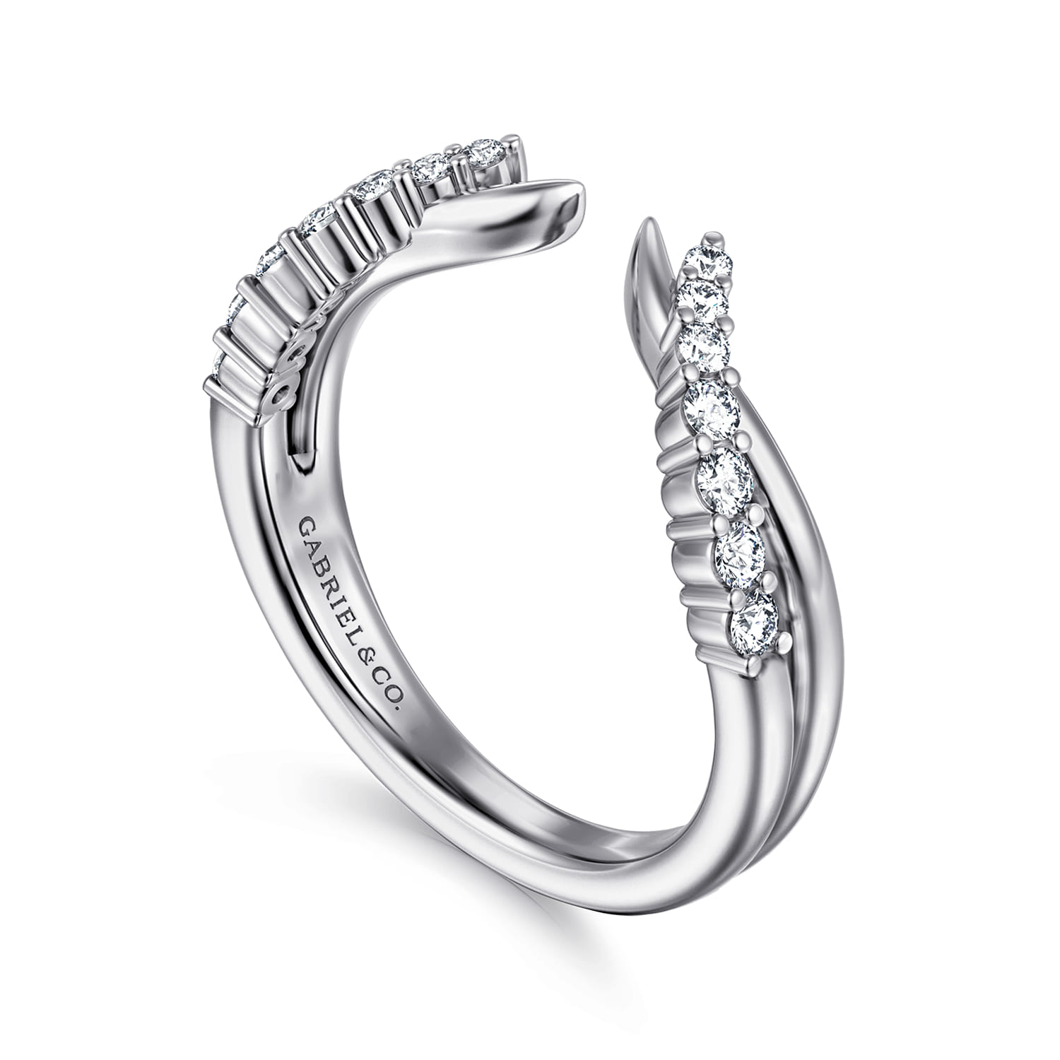 Curved 14K White Gold Diamond Open Anniversary Band
