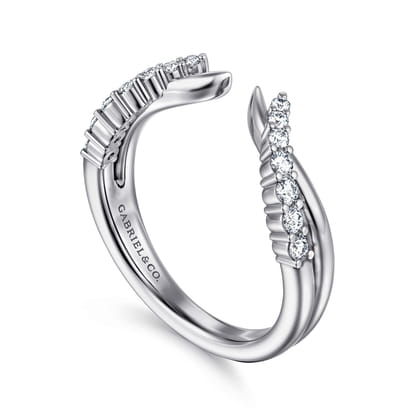 Curved 14K White Gold Diamond Open Anniversary Band