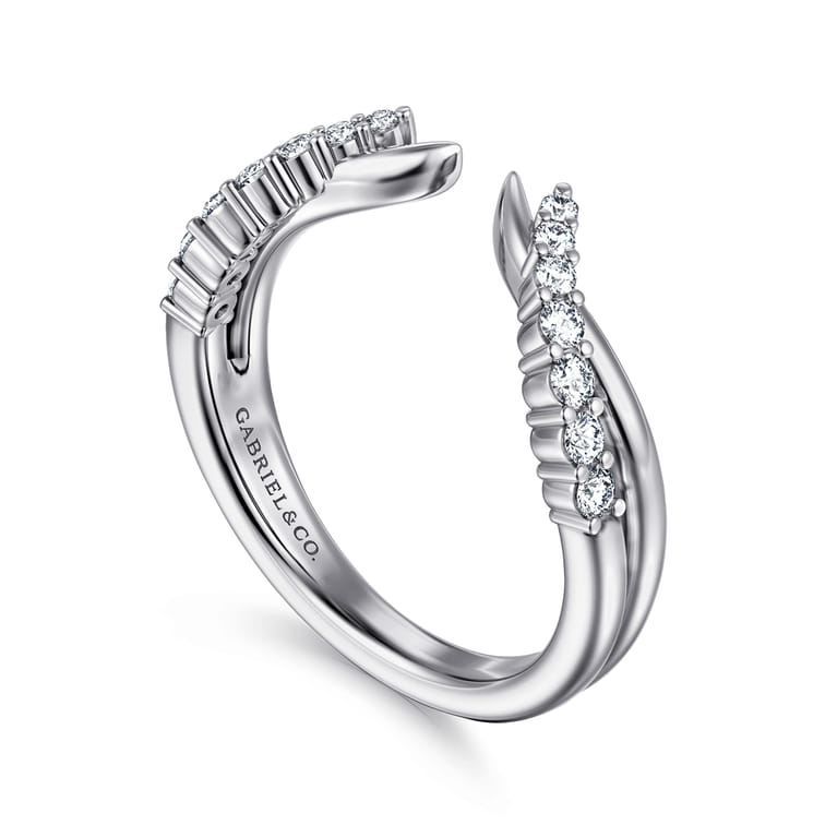 Open Ring Wedding Ring in 14k White Gold with Round Natural Diamond at Gabriel & Co. - Shot 3