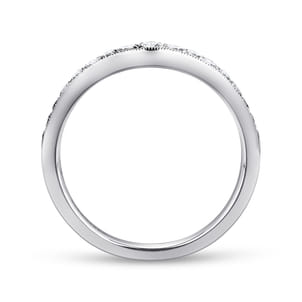 Curved 14K White Gold Diamond Wedding Band