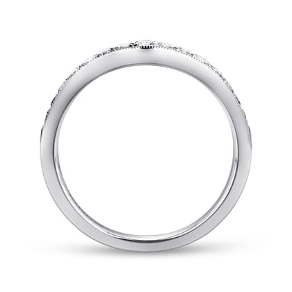 Curved 14K White Gold Diamond Wedding Band