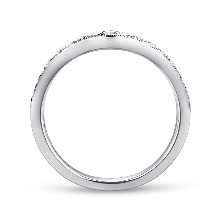Curved Wedding Ring in 14k White Gold with Round Natural Diamond at Gabriel & Co. - Shot 2