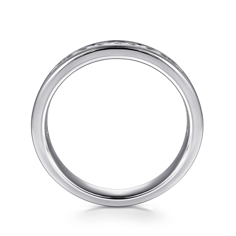 Curved 14K White Gold Diamond Wedding Band - 0.45 ct - Shot 2