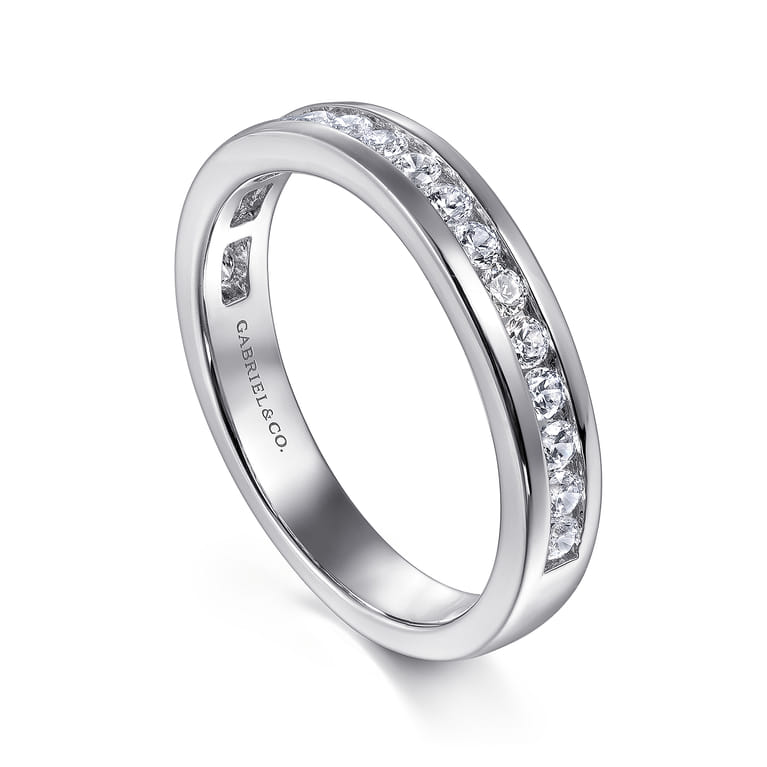 Curved 14K White Gold Diamond Wedding Band - 0.45 ct - Shot 3