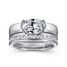 Curved 14K White Gold Diamond Wedding Band - 0.45 ct