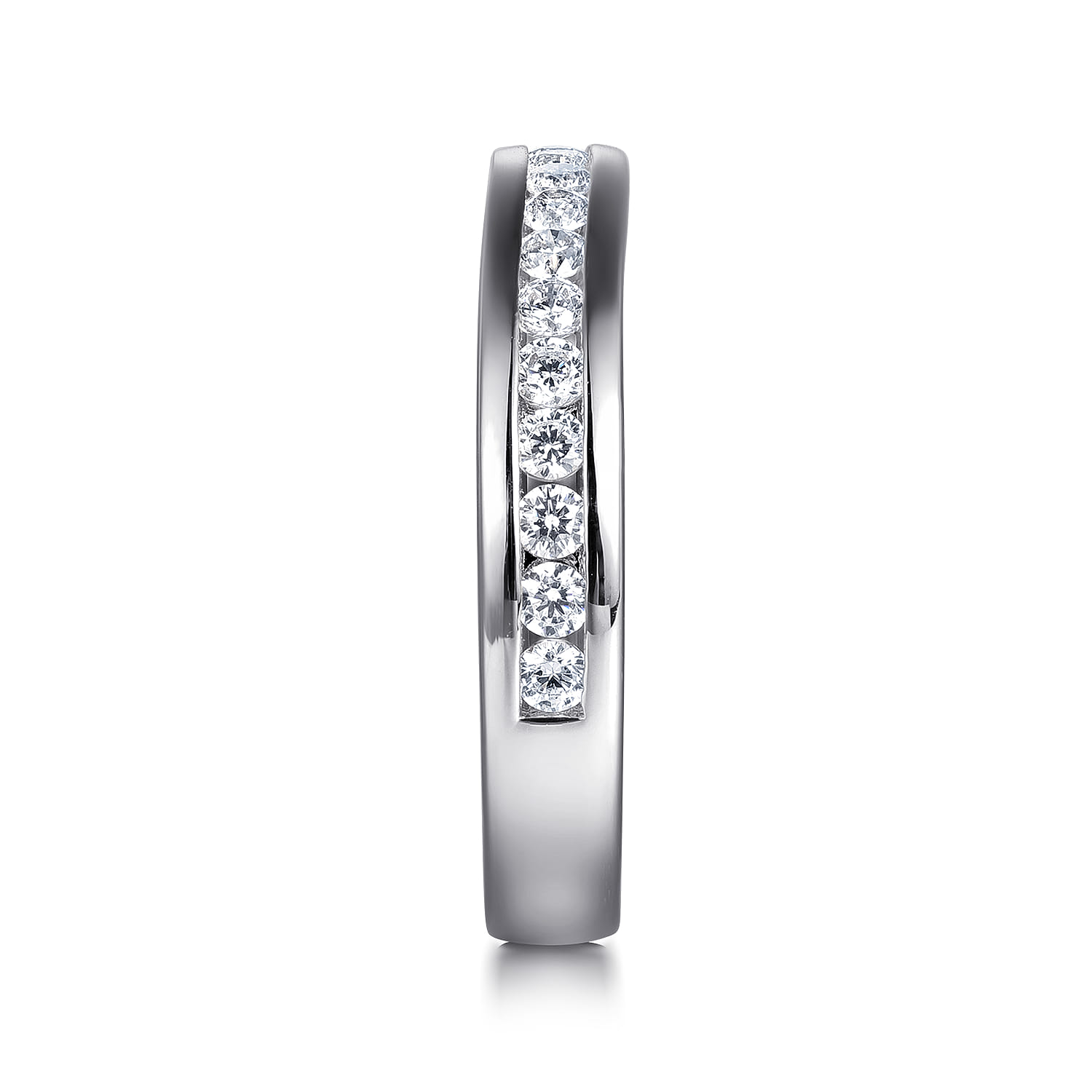 Curved 14K White Gold Diamond Wedding Band - 0.45 ct - Shot 5