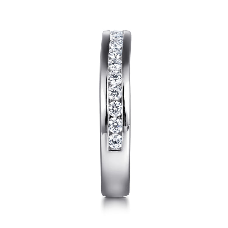 Curved 14K White Gold Diamond Wedding Band - 0.45 ct - Shot 5