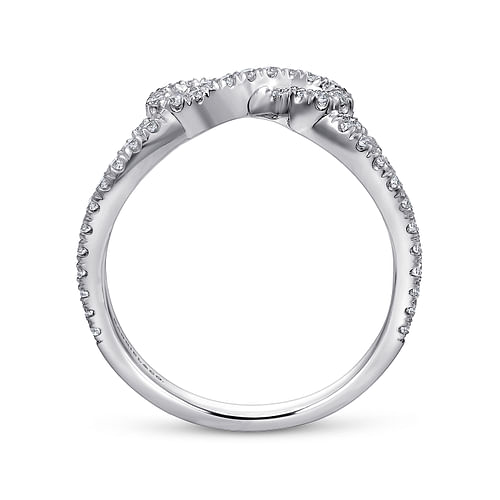 Curved 14K White Gold French Pave Diamond Wedding Band - Shot 2
