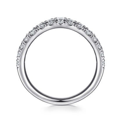 Curved 14K White Gold French Pave Diamond Wedding Band