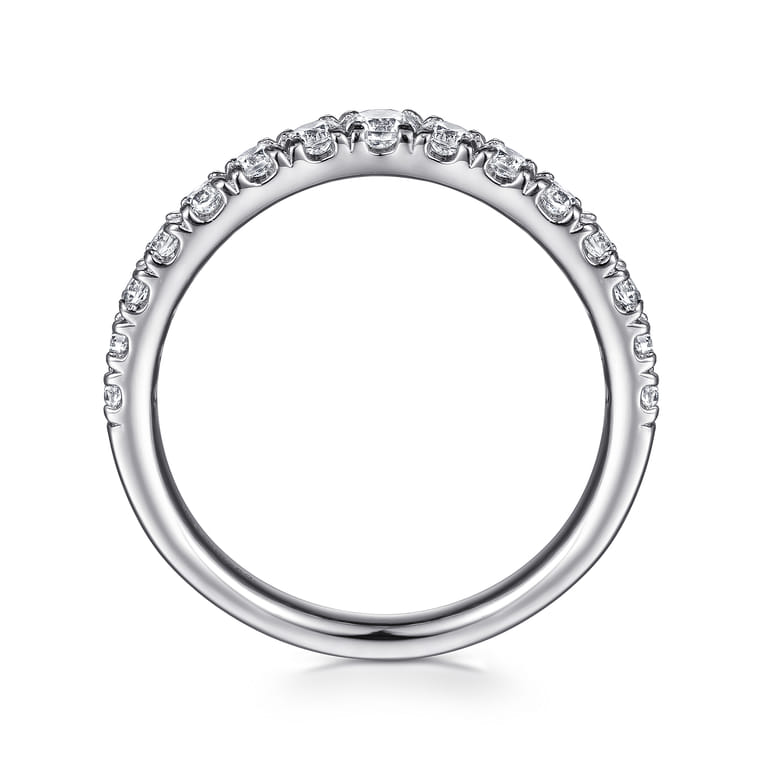 Curved Wedding Ring in 14k White Gold with Round Natural Diamond at Gabriel & Co. - Shot 2