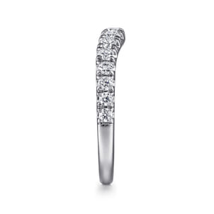 Curved 14K White Gold French Pave Diamond Wedding Band