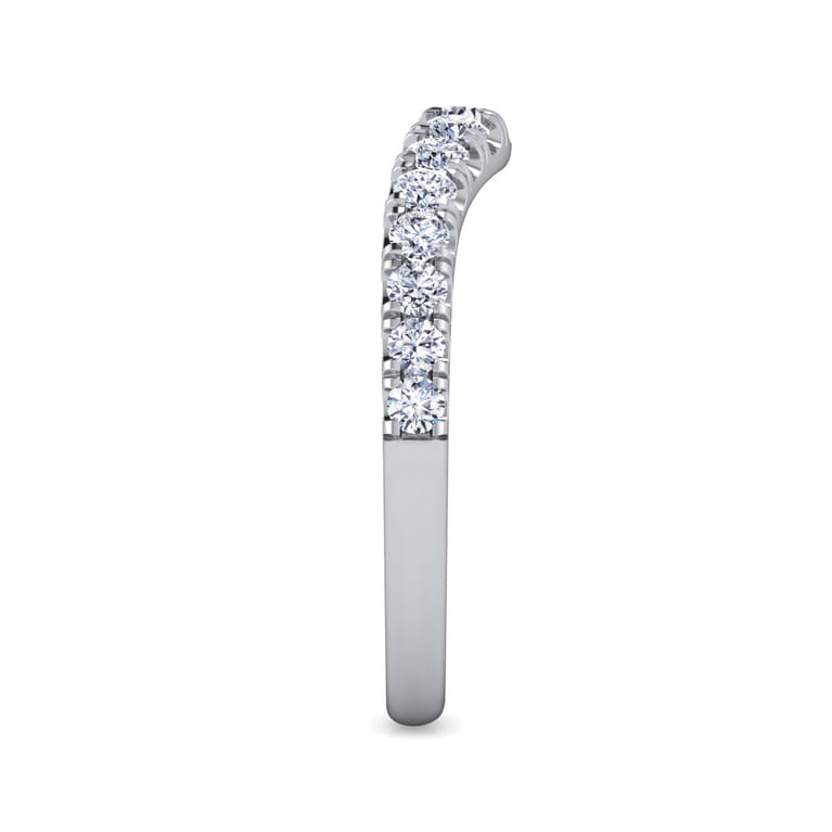 Curved Wedding Ring in 14k White Gold with Round Natural Diamond at Gabriel & Co. - Shot 5