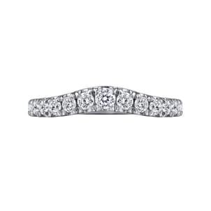 Curved 14K White Gold French Pave Diamond Wedding Band