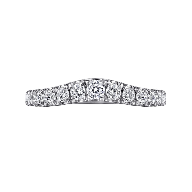 Curved Wedding Ring in 14k White Gold with Round Natural Diamond at Gabriel & Co. - Shot 6
