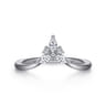 Curved Wedding Ring in 14k White Gold with Marquise Natural Diamond at Gabriel & Co.