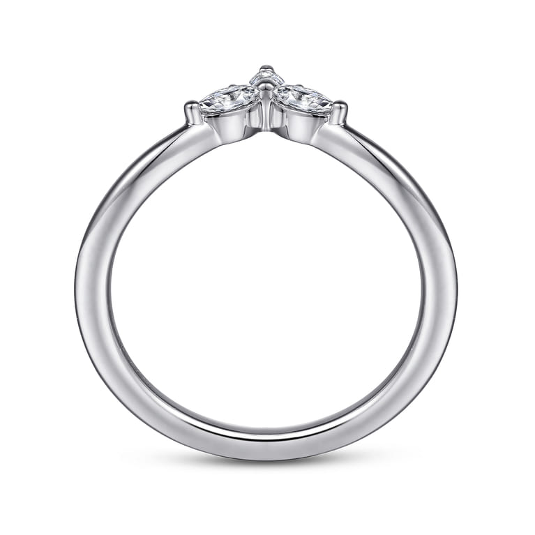 Curved Wedding Ring in 14k White Gold with Marquise Natural Diamond at Gabriel & Co. - Shot 2
