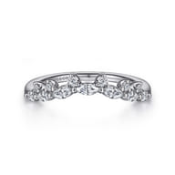 Curved 14K White Gold Marquise and Round Diamond Anniversary Band