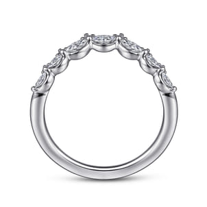 Curved 14K White Gold Marquise and Round Diamond Anniversary Band