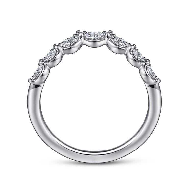 Curved Wedding Ring in 14k White Gold with Marquise Natural Diamond at Gabriel & Co. - Shot 2