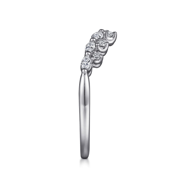 Curved Wedding Ring in 14k White Gold with Marquise Natural Diamond at Gabriel & Co. - Shot 4