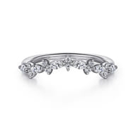 Curved 14K White Gold Marquise and Round Diamond Anniversary Band