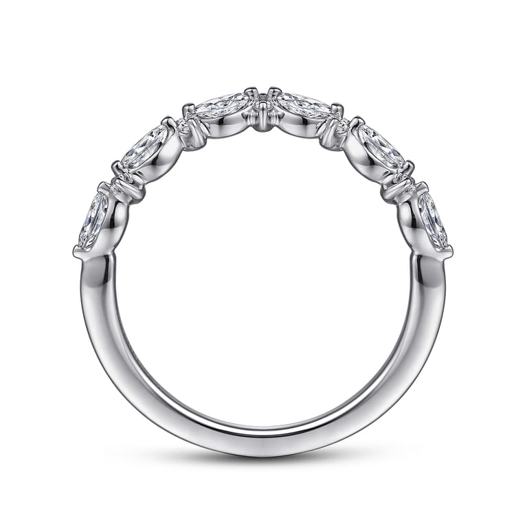 Curved Wedding Ring in 14k White Gold with Marquise Natural Diamond at Gabriel & Co. - Shot 2
