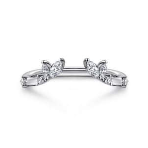 Curved 14K White Gold Marquise and Round Open Diamond Anniversary Band