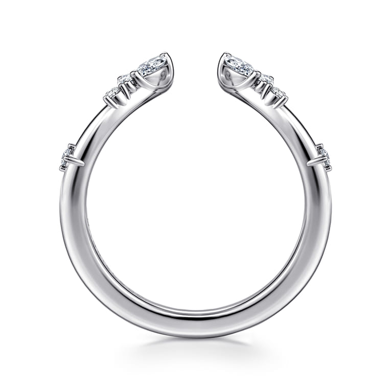 Open Ring Wedding Ring in 14k White Gold with Marquise Natural Diamond at Gabriel & Co. - Shot 2