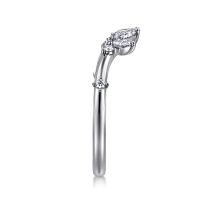 Curved 14K White Gold Marquise and Round Open Diamond Anniversary Band