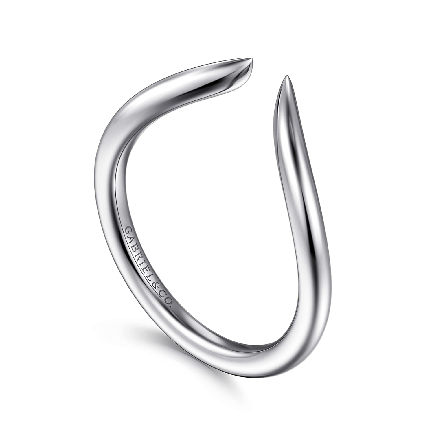 Open Ring Wedding Ring in 14k White Gold with   at Gabriel & Co. - Shot 3