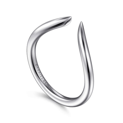 Curved 14K White Gold Open Anniversary Band