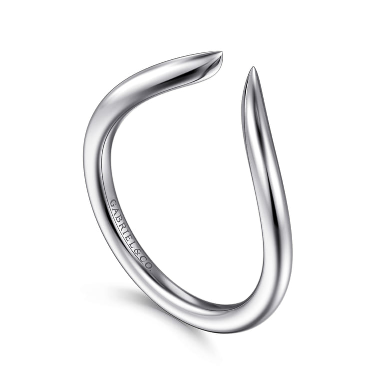 Open Ring Wedding Ring in 14k White Gold with   at Gabriel & Co. - Shot 3