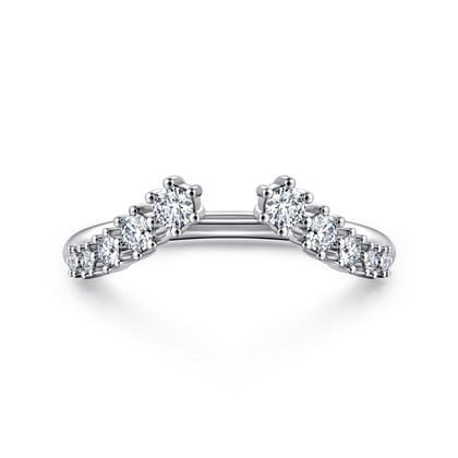 Curved 14K White Gold Open Diamond Anniversary Ring