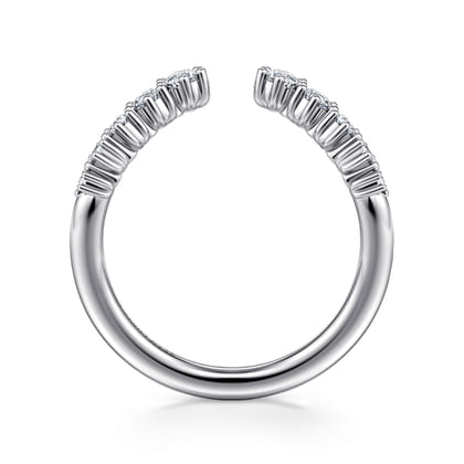 Curved 14K White Gold Open Diamond Anniversary Ring
