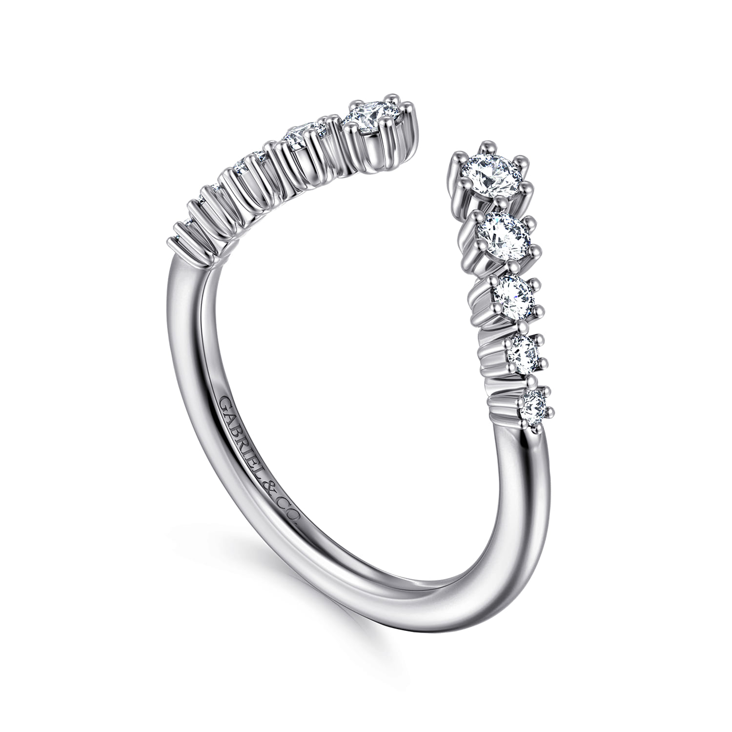 Open Ring Wedding Ring in 14k White Gold with Round Natural Diamond at Gabriel & Co. - Shot 3
