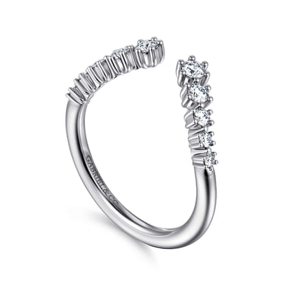 Curved 14K White Gold Open Diamond Anniversary Ring
