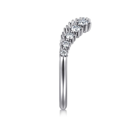 Curved 14K White Gold Open Diamond Anniversary Ring