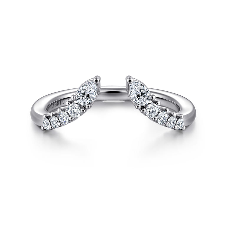 Open Ring Wedding Ring in 14k White Gold with Pear Natural Diamond at Gabriel & Co. - Shot 1