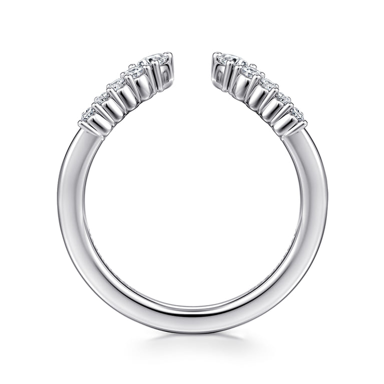 Open Ring Wedding Ring in 14k White Gold with Pear Natural Diamond at Gabriel & Co. - Shot 2