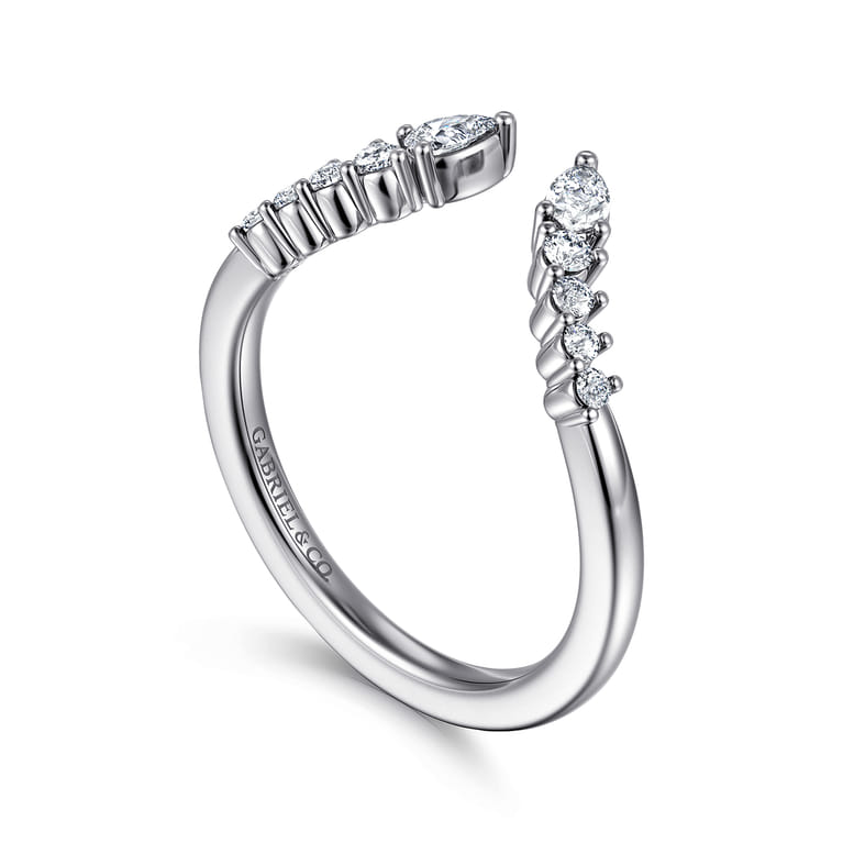 Open Ring Wedding Ring in 14k White Gold with Pear Natural Diamond at Gabriel & Co. - Shot 3