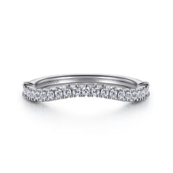 Curved-14K White Gold Round Diamond Anniversary Band