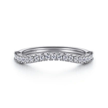 Curved-14K White Gold Round Diamond Anniversary Band
