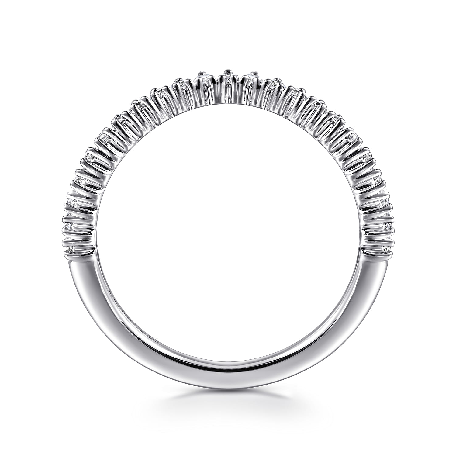 Curved Wedding Ring in 14k White Gold with Round Natural Diamond at Gabriel & Co. - Shot 2