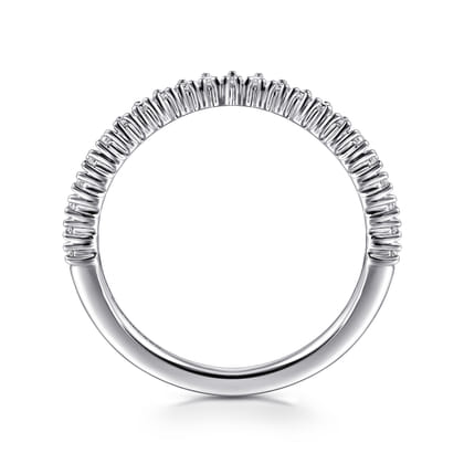 Curved-14K White Gold Round Diamond Anniversary Band